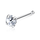 Round CZ Silver Bone Nose Stud NSKD-113-4